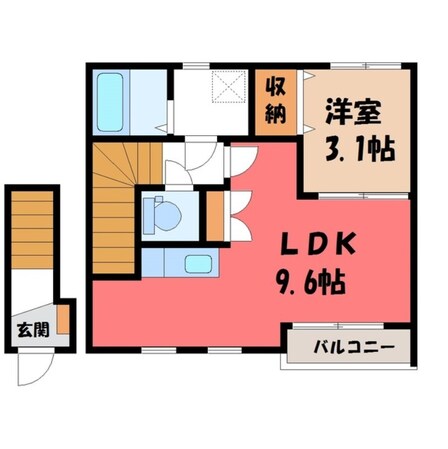 東武宇都宮駅 徒歩15分 2階の物件間取画像